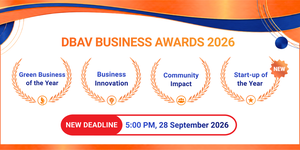 DBAV Business Awards 2026 poster, four categories